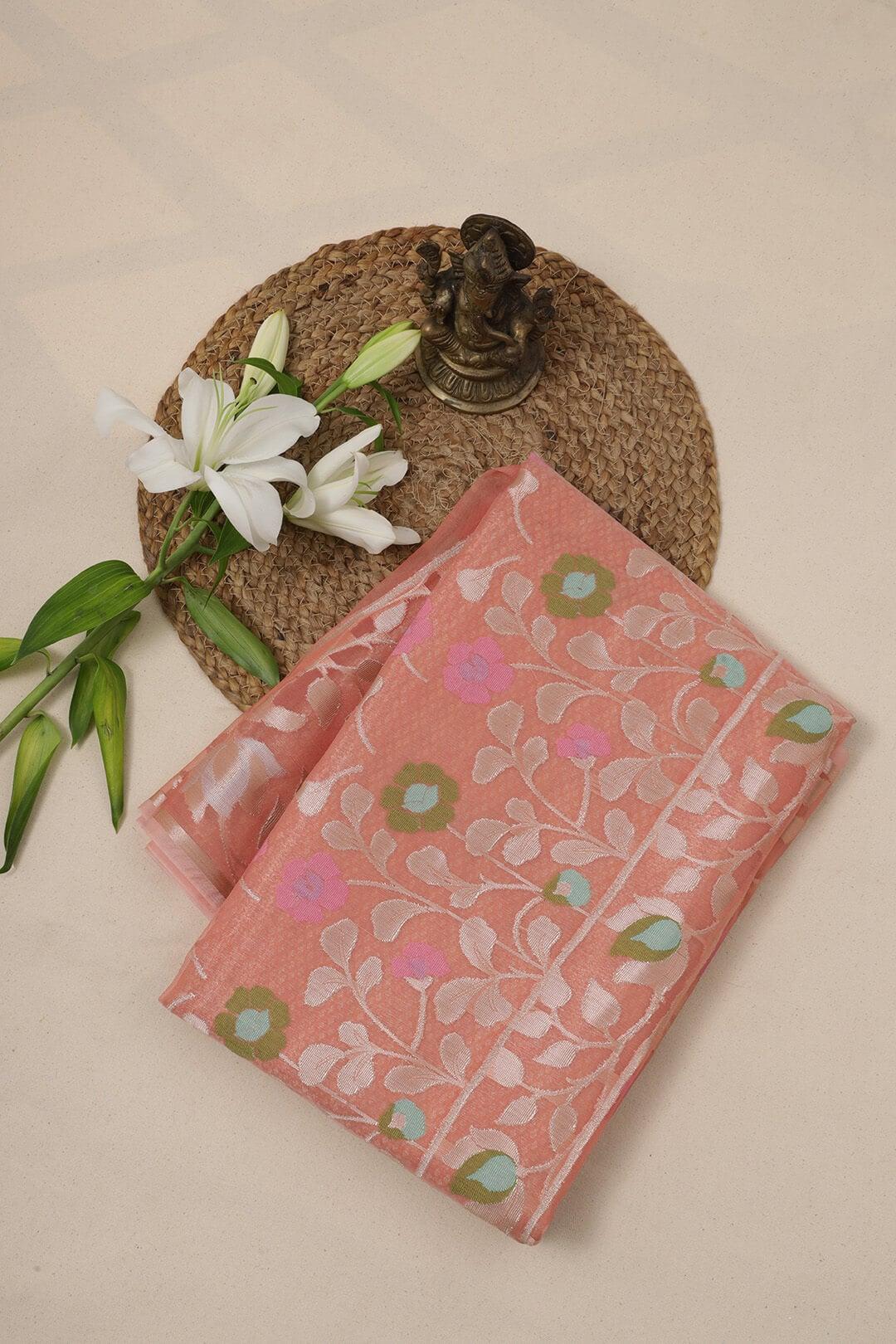 Semi Organza in Pink view 4 - Pink Semi Organza saree