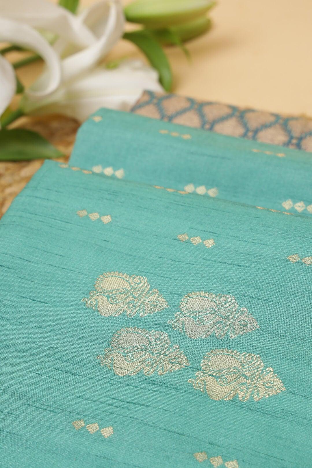 Semi Tussar silk saree in Sky Blue and Purple blue dual tone pallu 3 - Sky Blue and Blue purple dual tone Pallu Semi Tussar saree