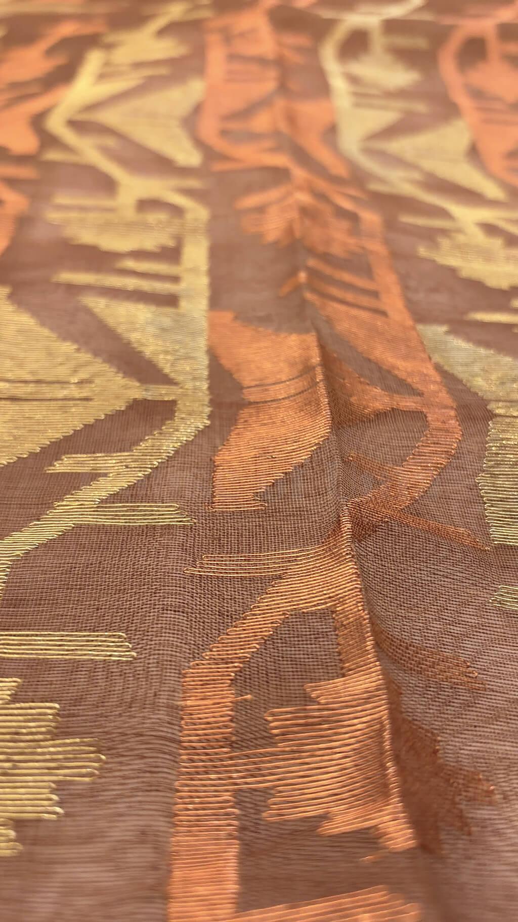 Handloom Dhakai Jamdani saree in Dusty Cocoa Brown 3 - Dusty Cocoa Brown Jamdani silk-cotton  saree