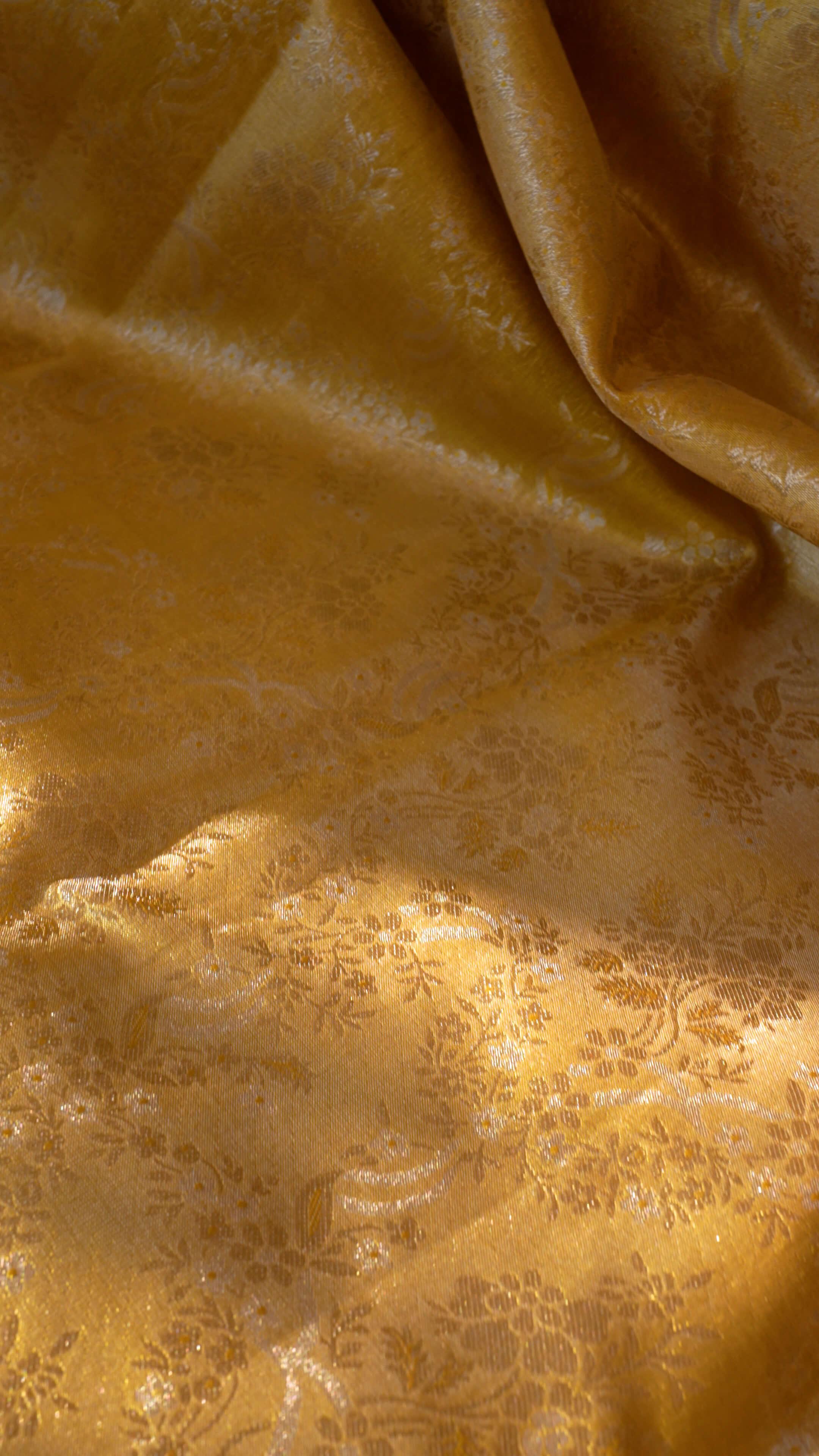 Handloom Pure Silk Tissue Brocade Kanchipuram in Gold - handcrafted saree from Handloom Pure Kanchipuram Silk collection