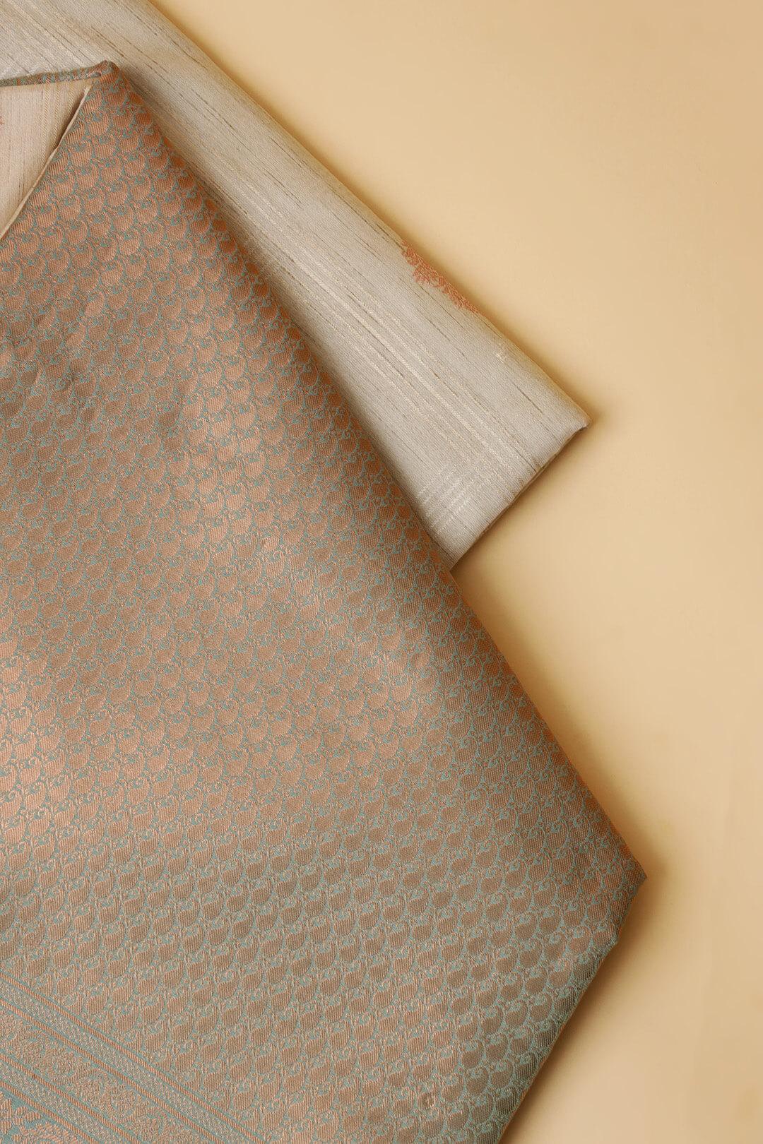 Semi Tussar silk saree in Ivory and bronze pallu 5 - Ivory with Bronze pallu Semi Tussar saree